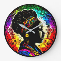 Año de la Historia Negra linda mujer pared reloj d