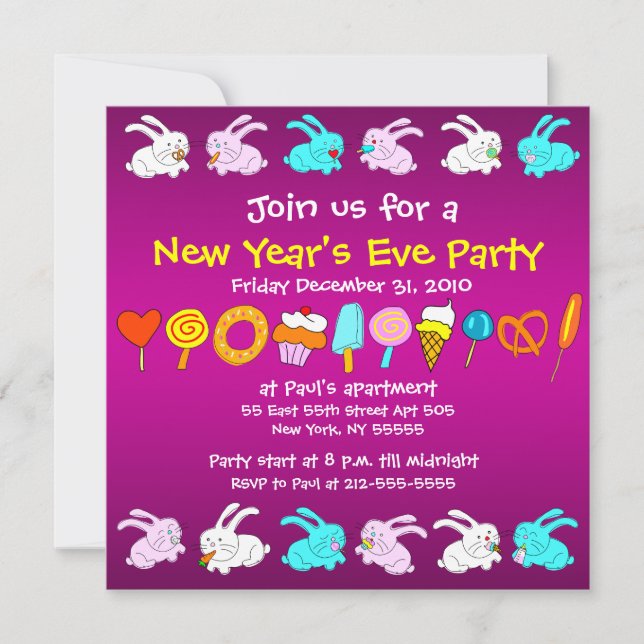 Año de la invitación del fiesta de Noche Vieja de (Anverso)