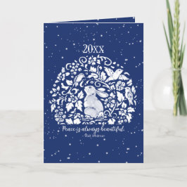 Año de la Paz Blanca Azul Conejo Feriado navidad