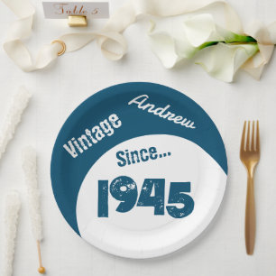 Año de nacimiento 1945 Plato de papel de cumpleaño