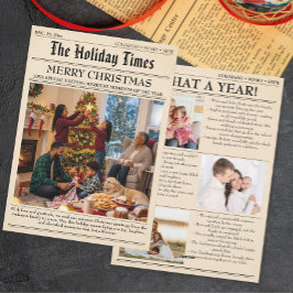 Año de reseña de periódico de vintage para Navidad