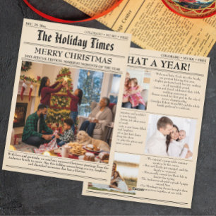 Año de reseña de periódico de vintage para Navidad