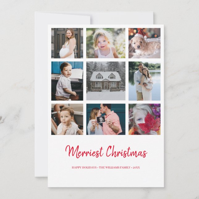 Año de revisión 9 Foto Tarjeta navideña de merry (Anverso)