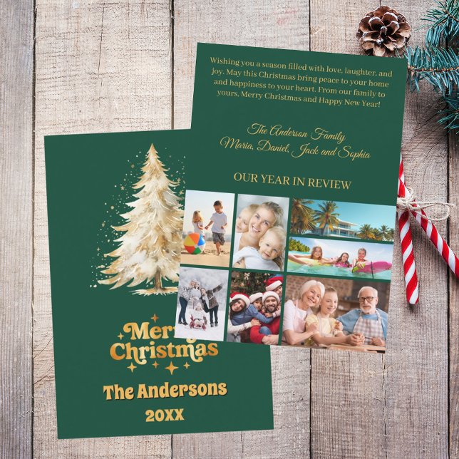 Año de revisión de foto verde en árbol de navidad (Subido por el creador)