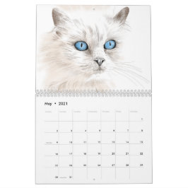 Año del calendario de los dibujos de los gatos