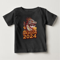 Año del dragón 2024 camiseta negra de bebé, Dragon