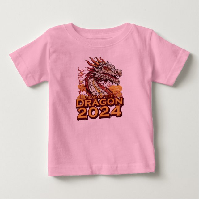 Año del dragón 2024 Camiseta rosa bebé, Dragón (Anverso)