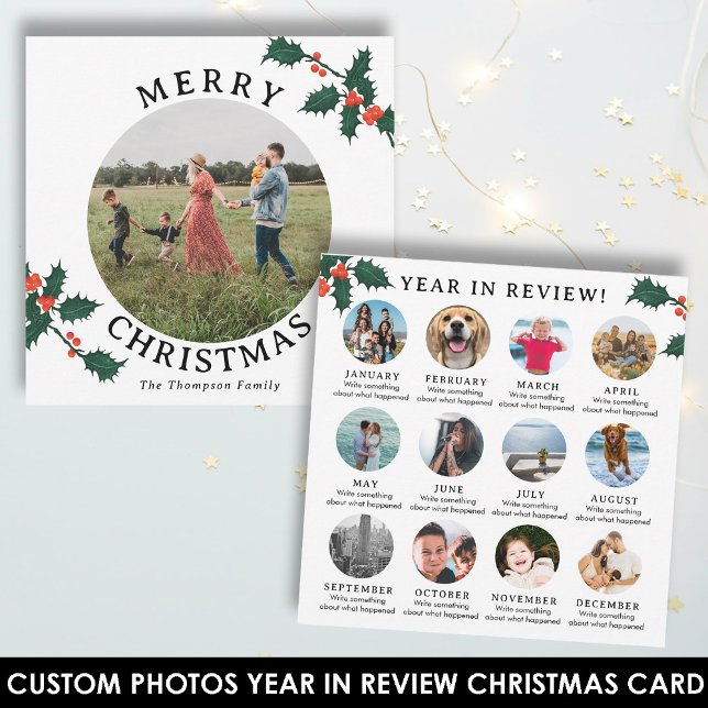 Año en revisión Navidades tarjeta familia foto men (Year in Review Christmas Card Family Monthly Photo)
