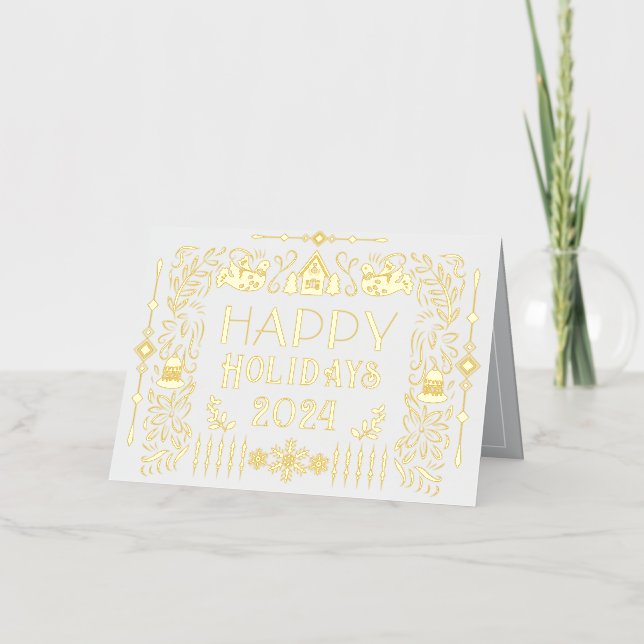 Año festivo feliz escandinavo blanco (Anverso)