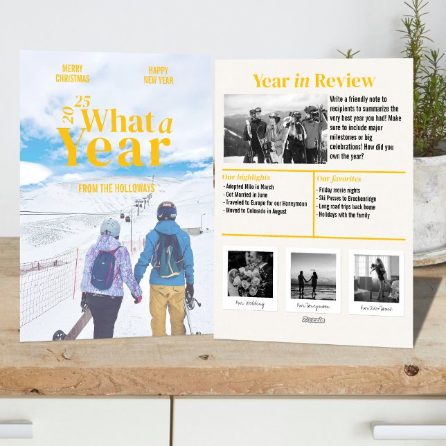 Año moderno en revisión de tarjeta de fotos de vac (Celebrate your one-of-a-kind 2025 with this bold and modern holiday photo card.)