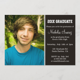 Año negro clásico y invitación graduada de la foto