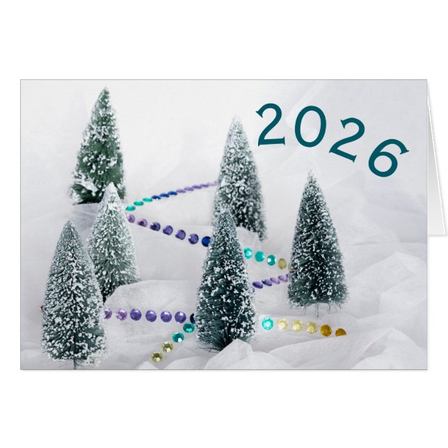 Año nuevo 2026 y árboles de Navidad con strass des (Anverso (Horizontal))