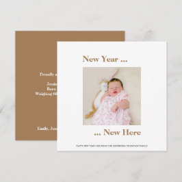 Año Nuevo Aquí Foto Bebé Anunciando Oro de Nacimie