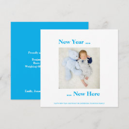 Año Nuevo Aquí Foto Niño Invitación Azul