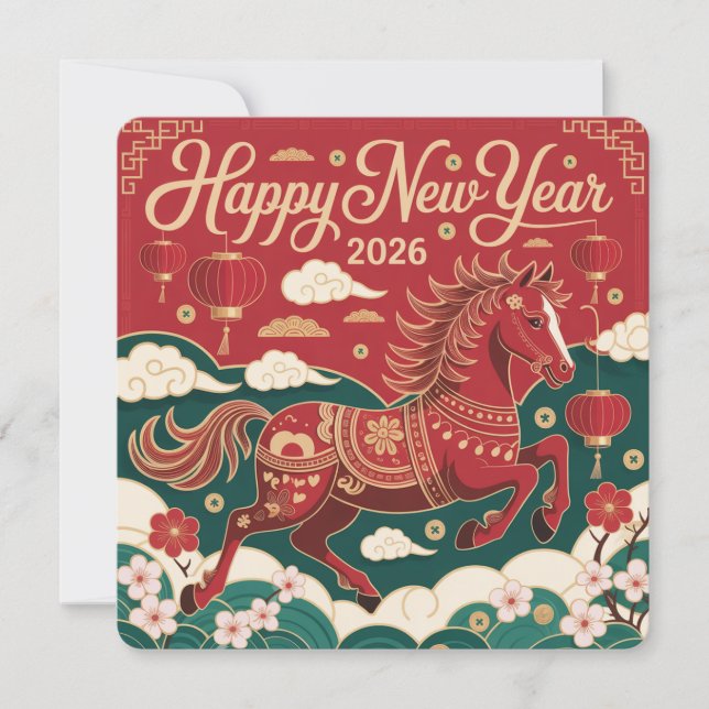 Año Nuevo Chino 2026 Caballo de Fuego Rojo (Anverso)