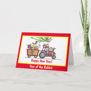Año Nuevo Chino Año del Conejo Tarjeta de Tractor