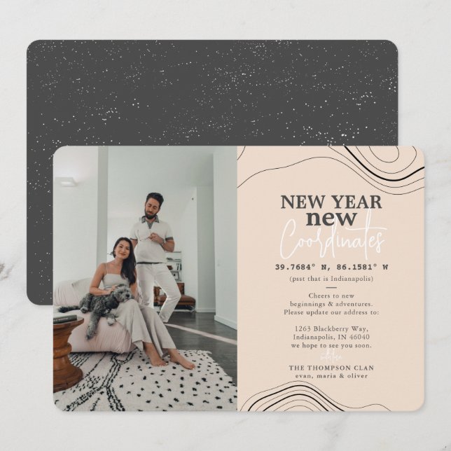 Año Nuevo coordina la Invitación de desplazamiento (Anverso / Reverso)