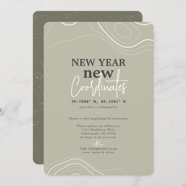 Año Nuevo coordina la Invitación de movimiento ver (Anverso / Reverso)