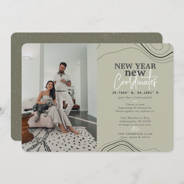 Año Nuevo coordina la Invitación de movimiento ver (Anverso / Reverso)