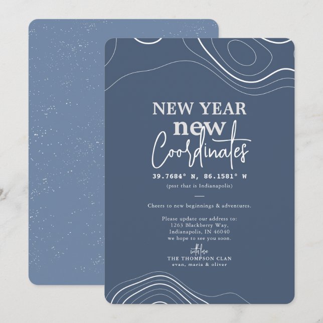 Año Nuevo coordina la Invitación móvil azul (Anverso / Reverso)