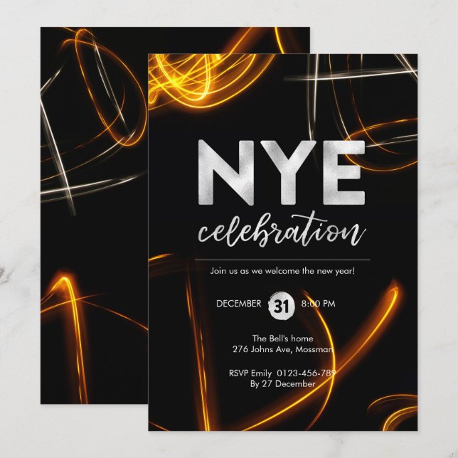 Año Nuevo fiesta Invitación encendedor de luz (Anverso / Reverso)