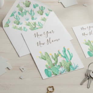 Año Nuevo Hogar Invitación Cactus Desert Cacti