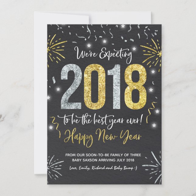 Año Nuevo Invitación de Embarazo Año Nuevo 2018 (Anverso)