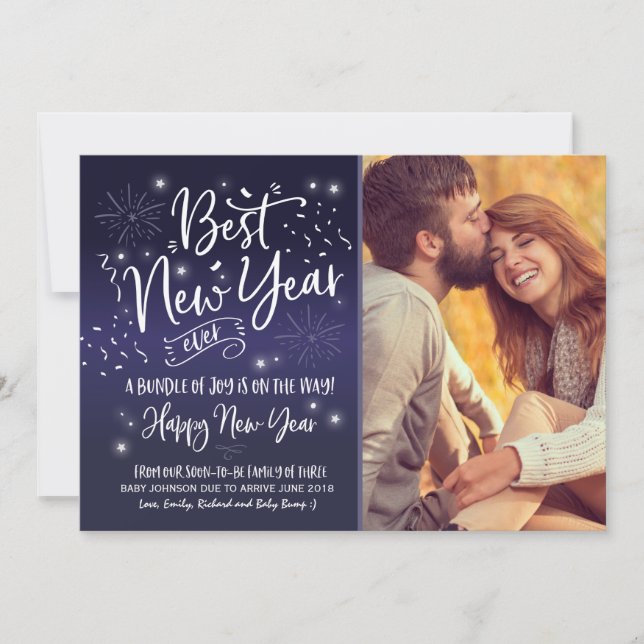 Año Nuevo Invitación de Embarazo Año Nuevo 2018 (Anverso)