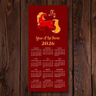 Año Nuevo Lunar Chino Caballo 2026 Calendario Imán