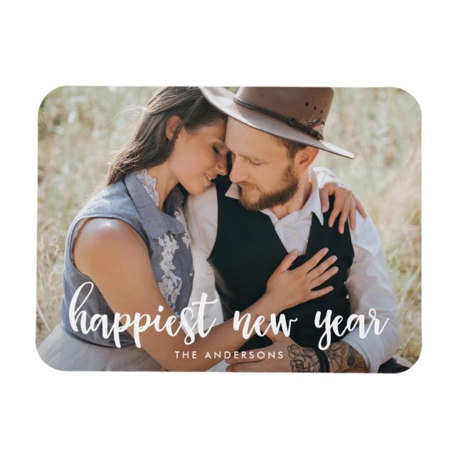 Año Nuevo más Feliz | Imán fotográfico de vacacion (Horizontal)