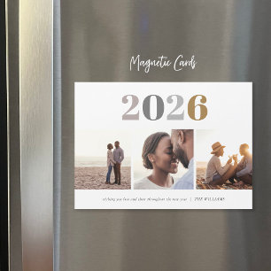 Año Nuevo Moderno 3 Tarjeta magnética fotográfic