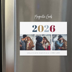 Año Nuevo Moderno 3 Tarjeta magnética fotográfic