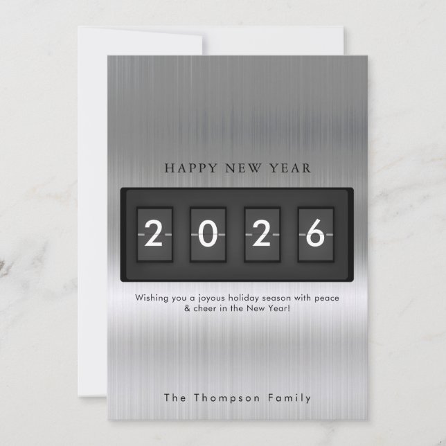 Año Nuevo Moderno Simple Conteo Plata (Anverso)