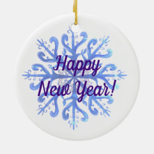 Año Nuevo, Navidades acuarela ornamento de copo de