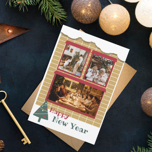 Año Nuevo   Tarjeta de Navidad de Colaje de 3 Foto