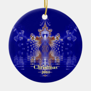 Año Personalizado del Ornamento de Navidad Azul y 