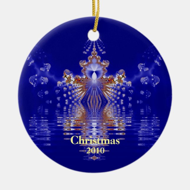 Año Personalizado del Ornamento de Navidad Azul y  (Frente)