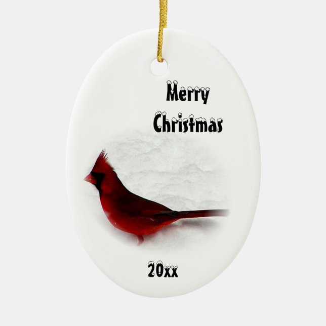 Año Personalizado del Ornamento de Navidad Cardina (Frente)