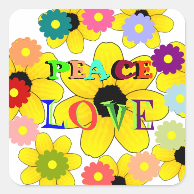 Años 1960: pegatina de Paz y Amor (Anverso)