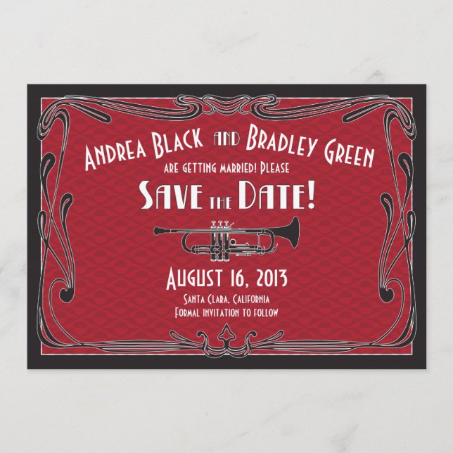 Años 20 Trompeta Boda Reserva la Fecha (Anverso)