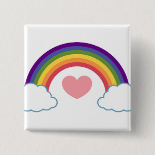 años 80 corazón y arco iris - botón