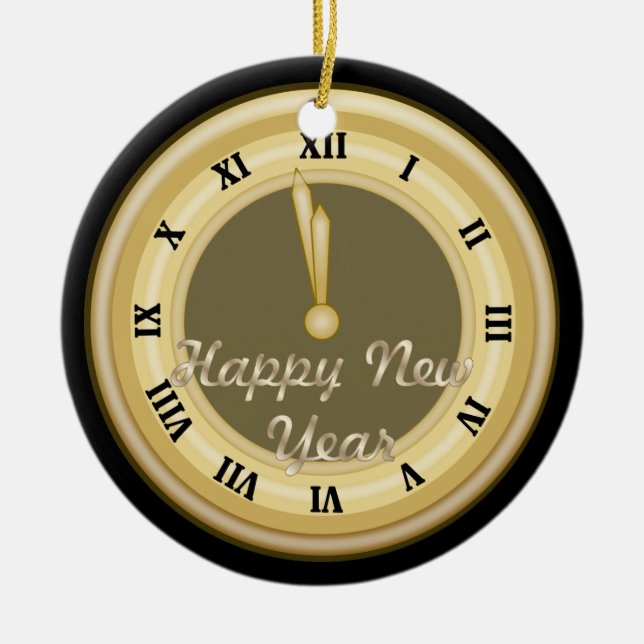 Años Nuevos del reloj de ornamento del día de (Frente)