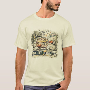 Ansiedad vs Realidad Camiseta divertida de salud m