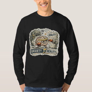 Ansiedad vs Realidad Camiseta divertida de salud m