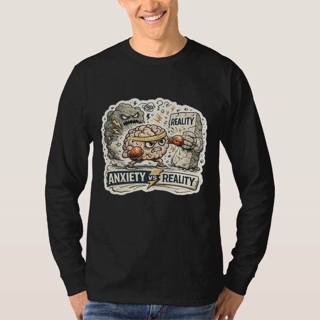 Ansiedad vs Realidad Camiseta divertida de salud m (Anverso)
