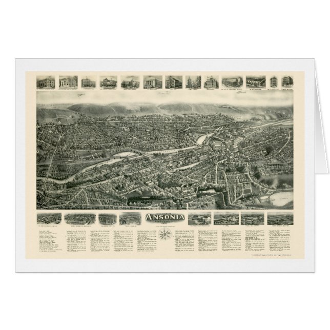 Ansonia, mapa panorámico del CT - 1921 (Anverso (Horizontal))