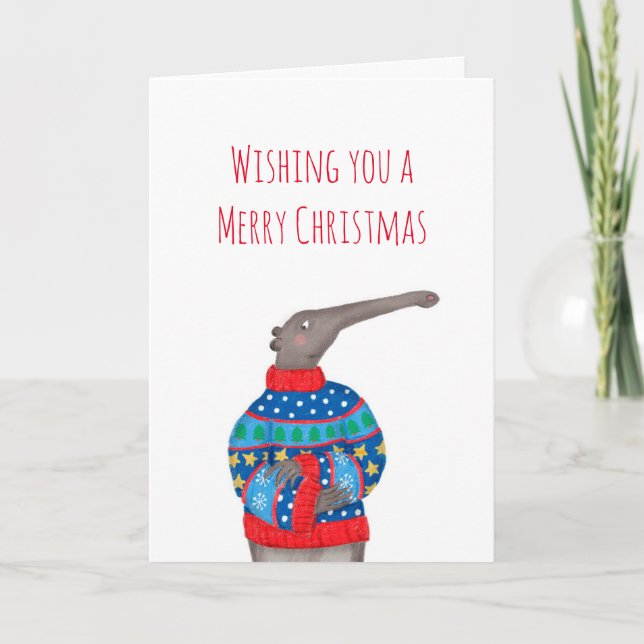 Anteater en una tarjeta de saltador para Navidades (Anverso)