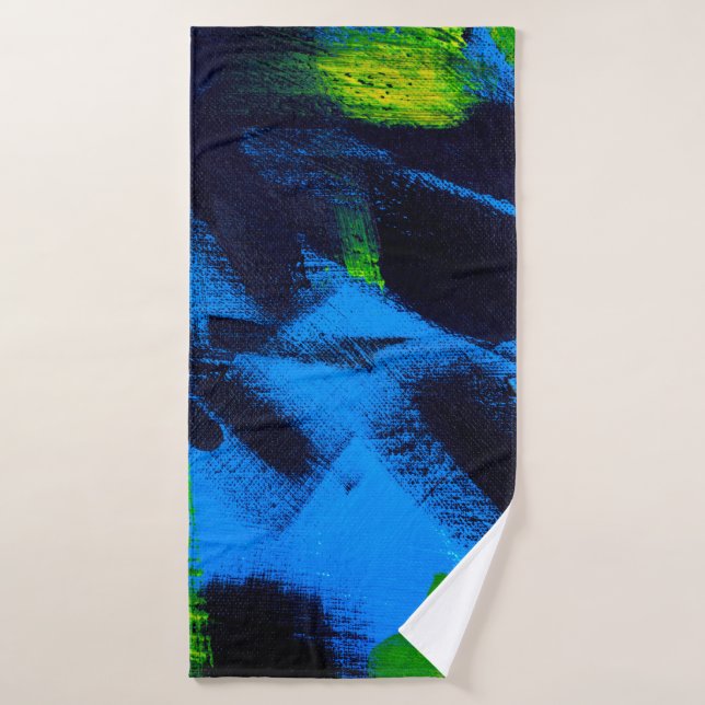 Antecedentes abstractos. Negro acrílico, amarillo, (Toalla de baño)