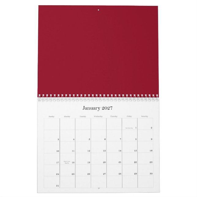 Antecedentes rojos en un calendario (Jan 2027)