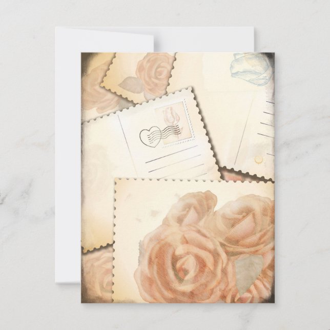 Antecedentes románticos retro, invitación (Anverso)